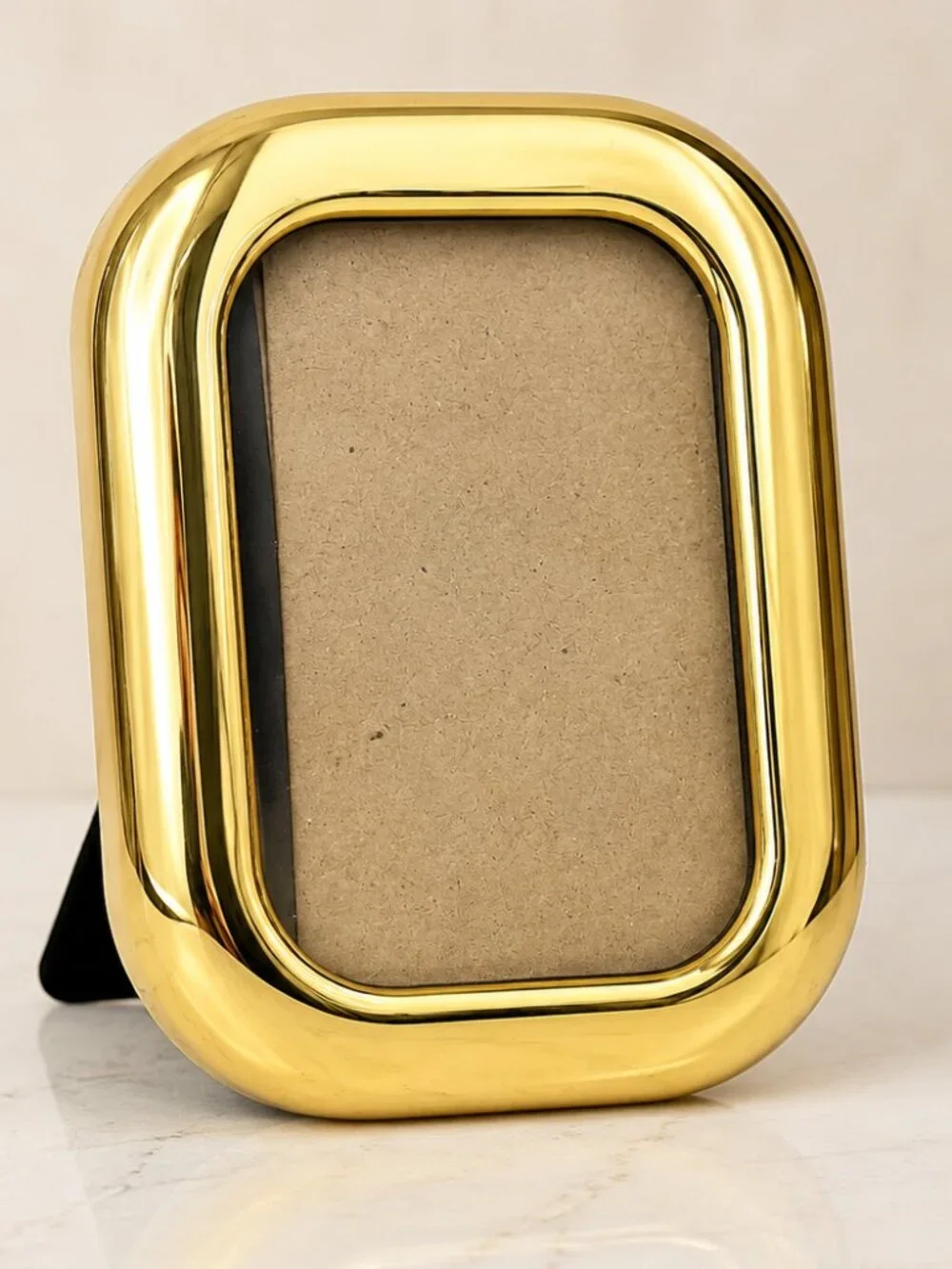 VTG Gold Puffy Brass Picture Photo Frame 80s 90s Hollywood Regency 3.5x2.5
